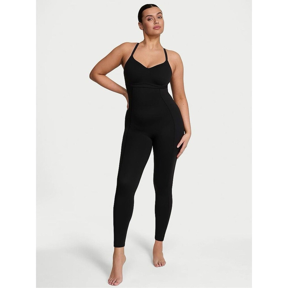Victoria’s Secret Jumpsuit Black One Piece Workout Gym Yoga Seamless SZ L